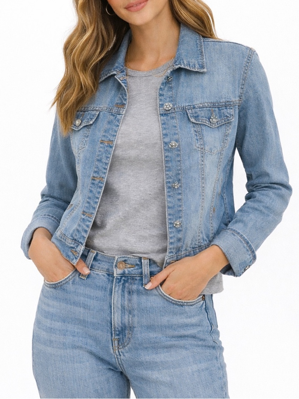 Youngique Cropped Denim Jacket Medium | Y2K Coastal Casual Layer